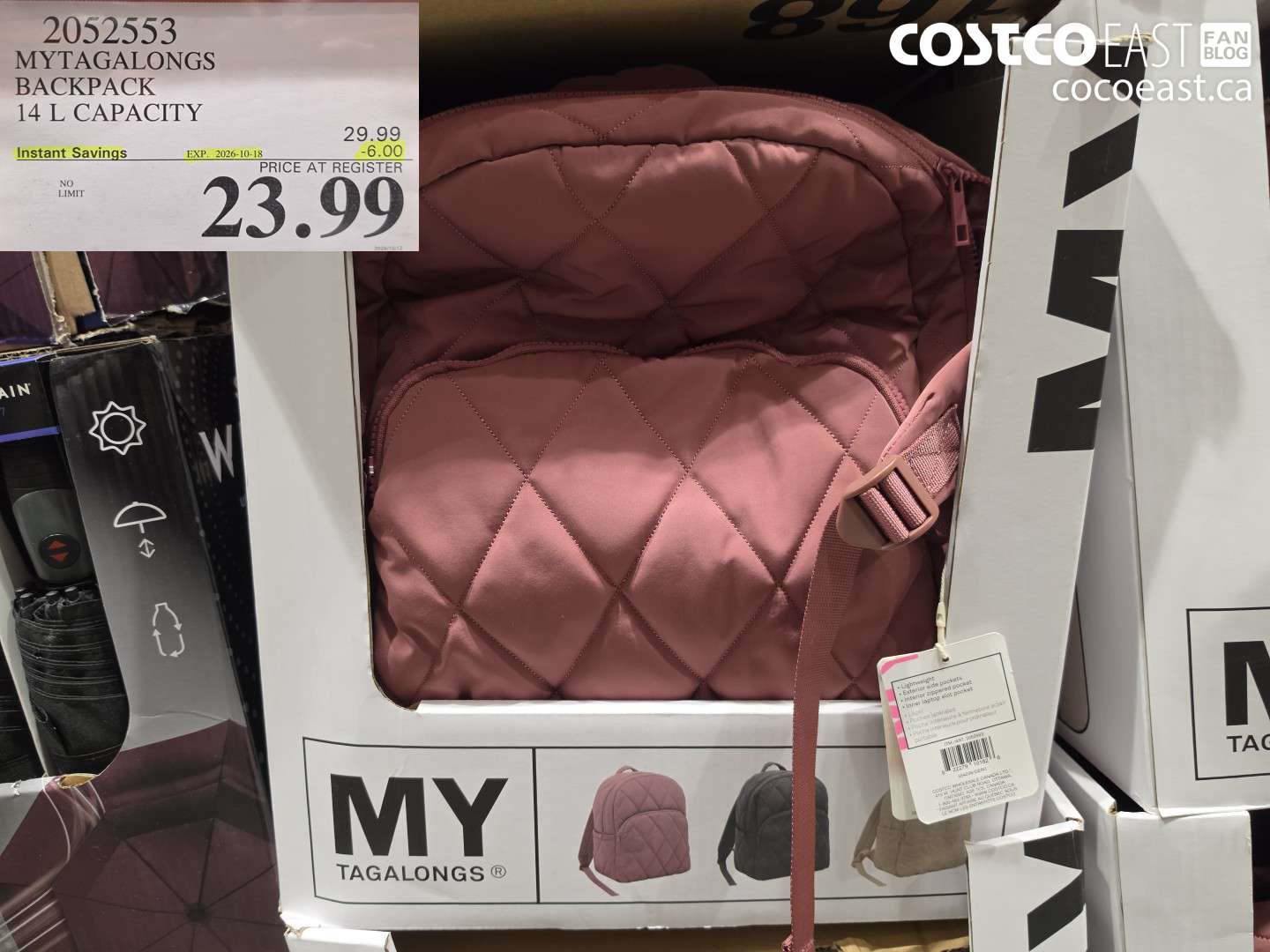 2052553 MYTAGALONGS BACKPACK 14 L CAPACITY ($6.00 INSTANT SAVINGS EXPIRES ON 2026-10-18) $23.99