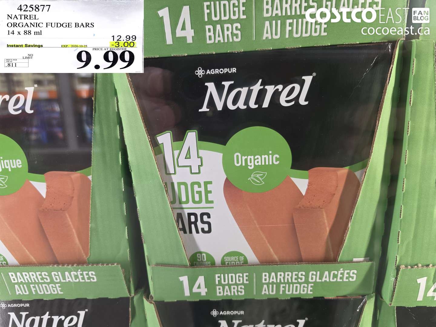 425877 NATREL ORGANIC FUDGE BARS 14 X 88 ML ($3.00 INSTANT SAVINGS EXPIRES ON 2026-10-25) $9.99