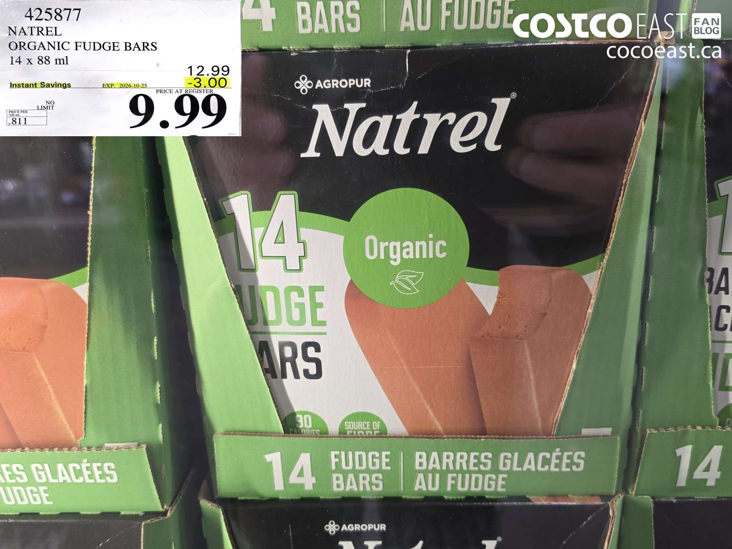 425877 NATREL ORGANIC FUDGE BARS 14 X 88 ML ($3.00 INSTANT SAVINGS EXPIRES ON 2026-10-25) $9.99