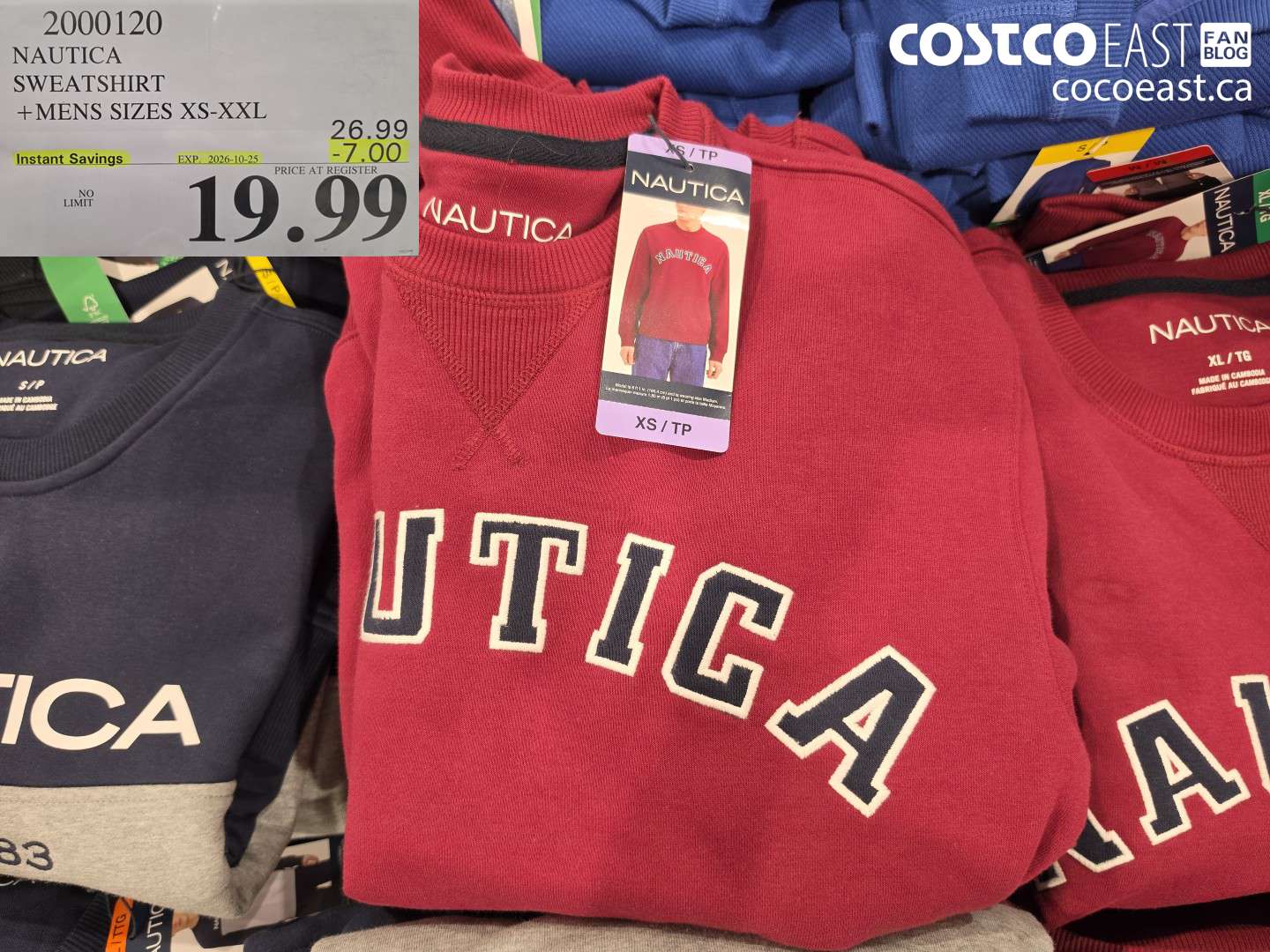 2000120 NAUTICA SWEATSHIRT MENS SIZES XS-XXL ($7.00 INSTANT SAVINGS EXPIRES ON 2026-10-25) $19.99