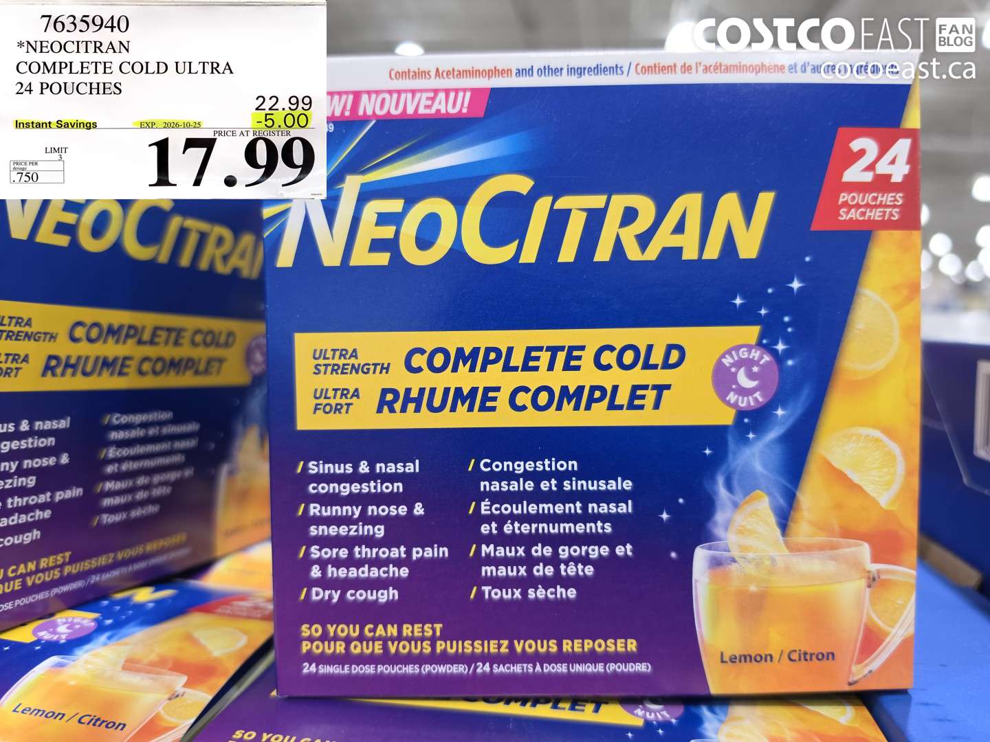 7635940 NEOCITRAN COMPLETE COLD ULTRA 24 POUCHES ($5.00 INSTANT SAVINGS EXPIRES ON 2026-10-25) $17.99