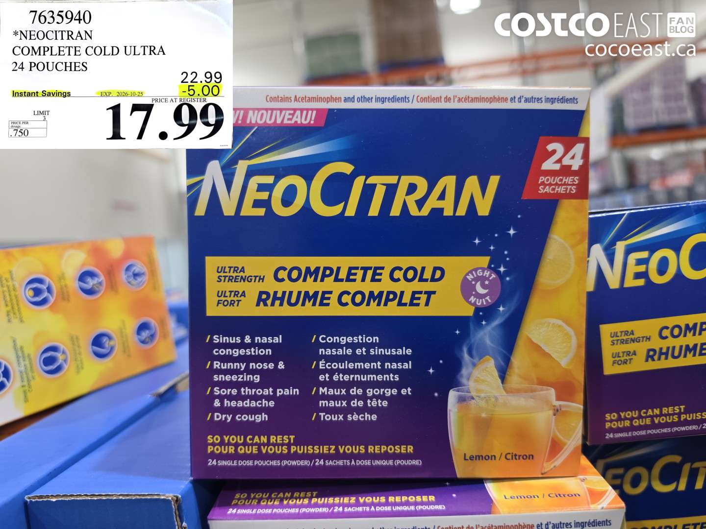 7635940 NEOCITRAN COMPLETE COLD ULTRA 24 POUCHES ($5.00 INSTANT SAVINGS EXPIRES ON 2026-10-25) $17.99