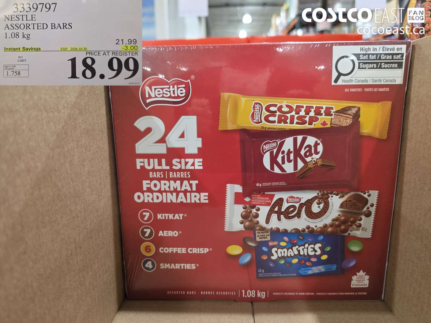 3339797 NESTLE ASSORTED BARS 1.08 KG ($3.00 INSTANT SAVINGS EXPIRES ON 2026-10-30) $18.99