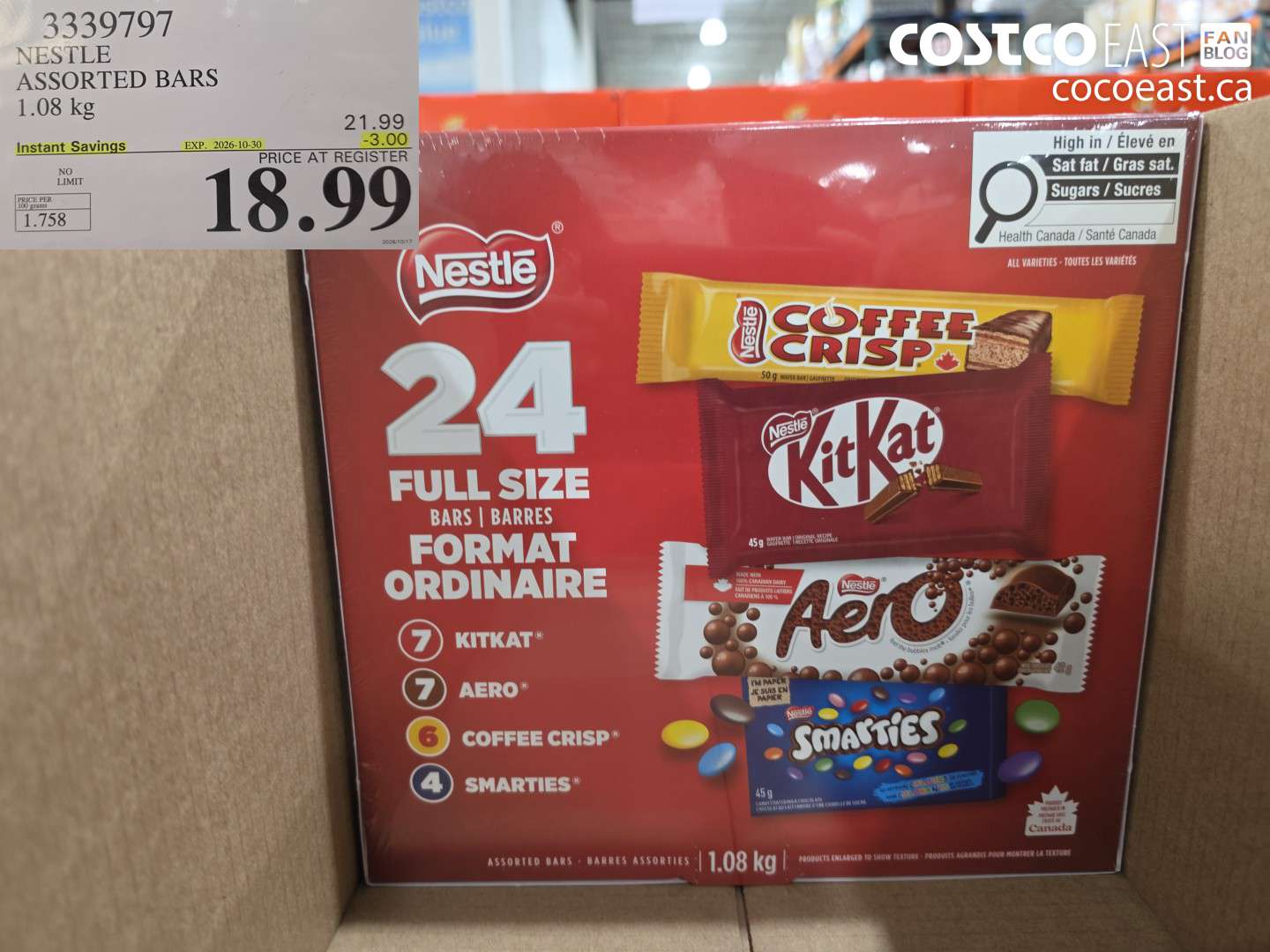 3339797 NESTLE ASSORTED BARS 1.08 KG ($3.00 INSTANT SAVINGS EXPIRES ON 2026-10-30) $18.99