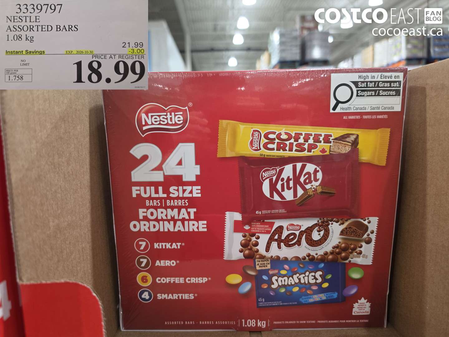 3339797 NESTLE ASSORTED BARS 1.08 KG ($3.00 INSTANT SAVINGS EXPIRES ON 2026-10-30) $18.99