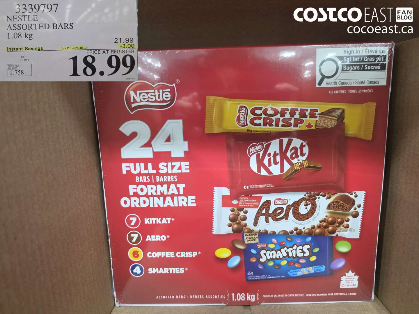 3339797 NESTLE ASSORTED BARS 1.08 KG ($3.00 INSTANT SAVINGS EXPIRES ON 2026-10-30) $18.99