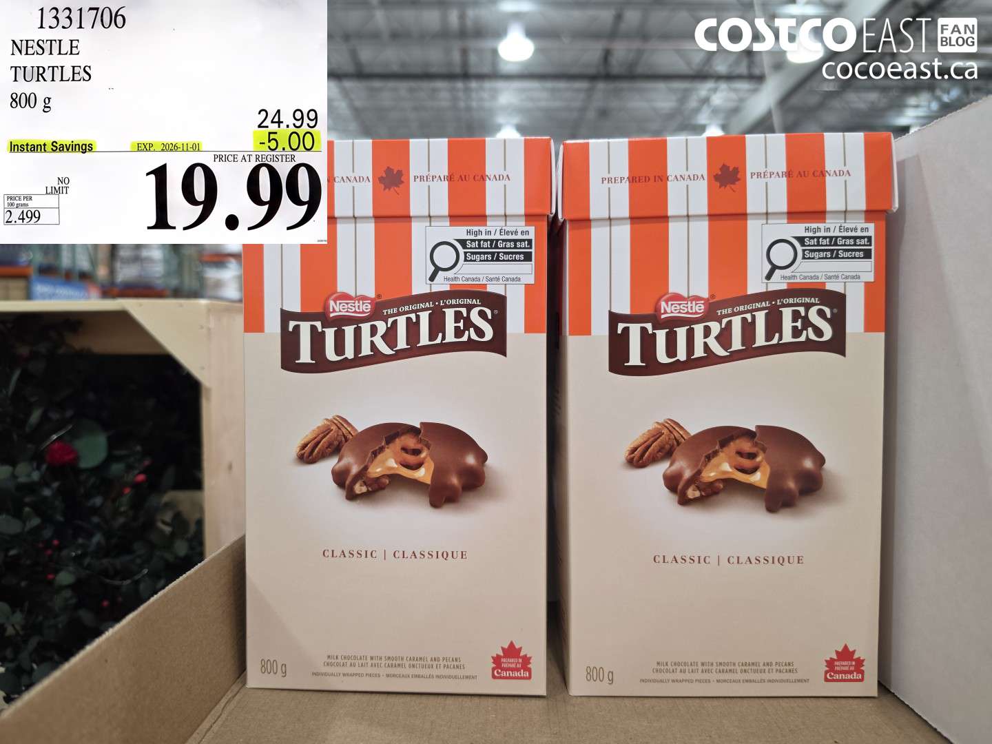 1331706 NESTLE TURTLES 800 G ($5.00 INSTANT SAVINGS EXPIRES ON 2026-11-01) $19.99