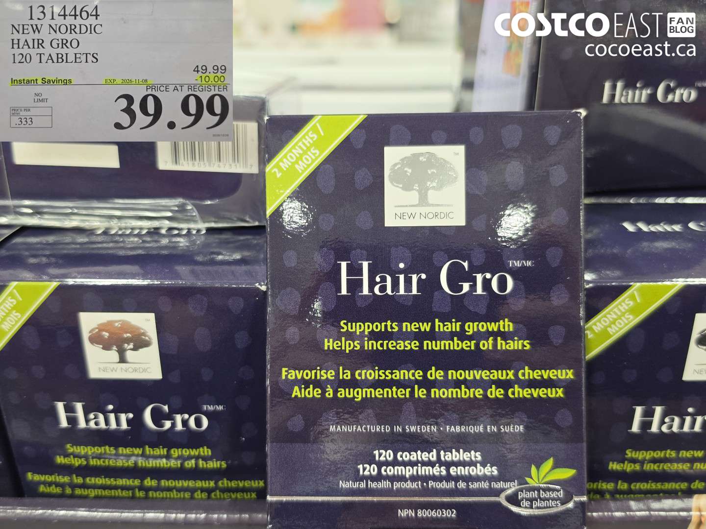 1314464 NEW NORDIC HAIR GRO 120 TABLETS ($10.00 INSTANT SAVINGS EXPIRES ON 2026-11-08) $39.99