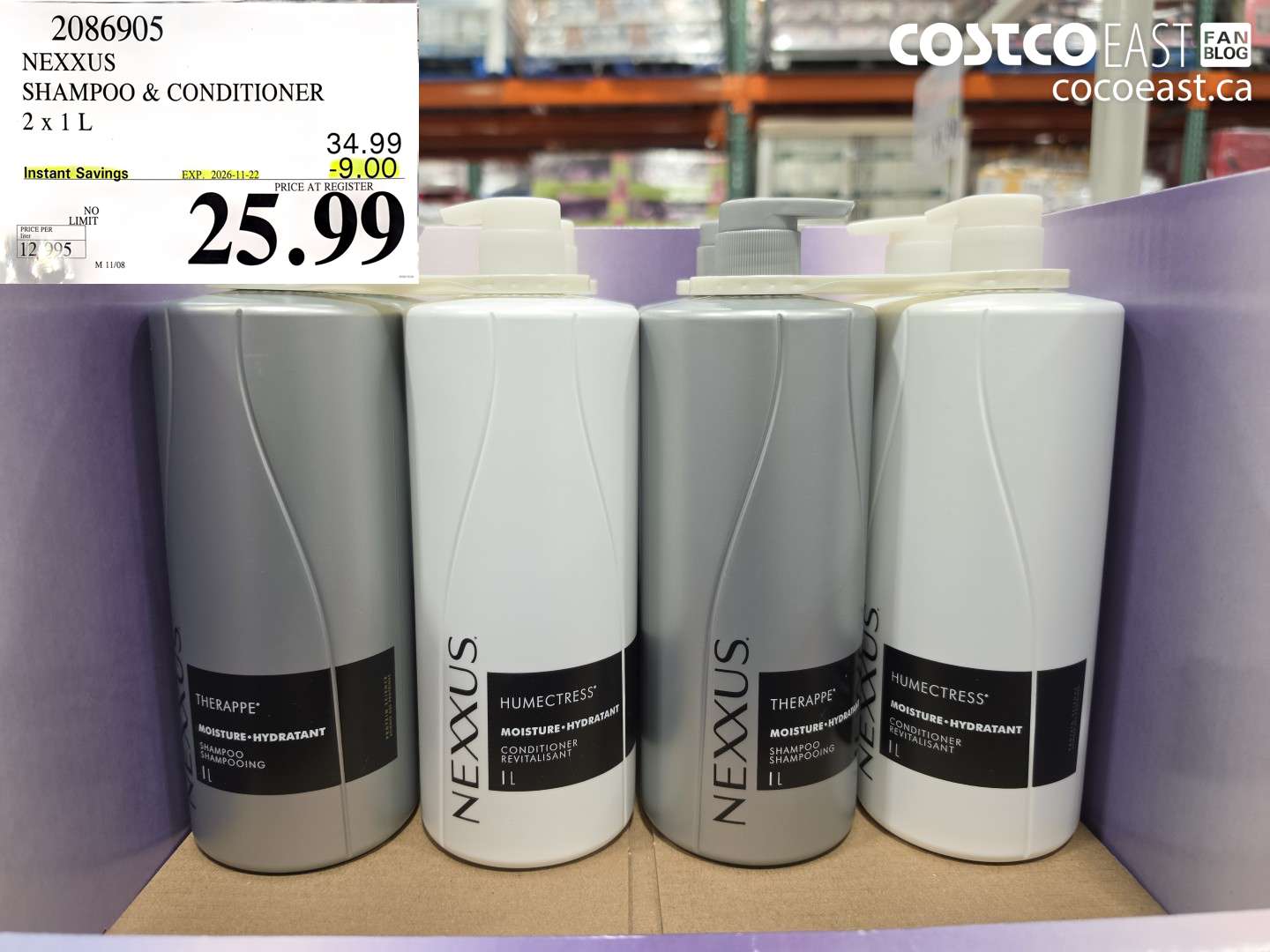2086905 NEXXUS SHAMPOO & CONDITIONER 2 X 1 L ($9.00 INSTANT SAVINGS EXPIRES ON 2026-11-22) $25.99