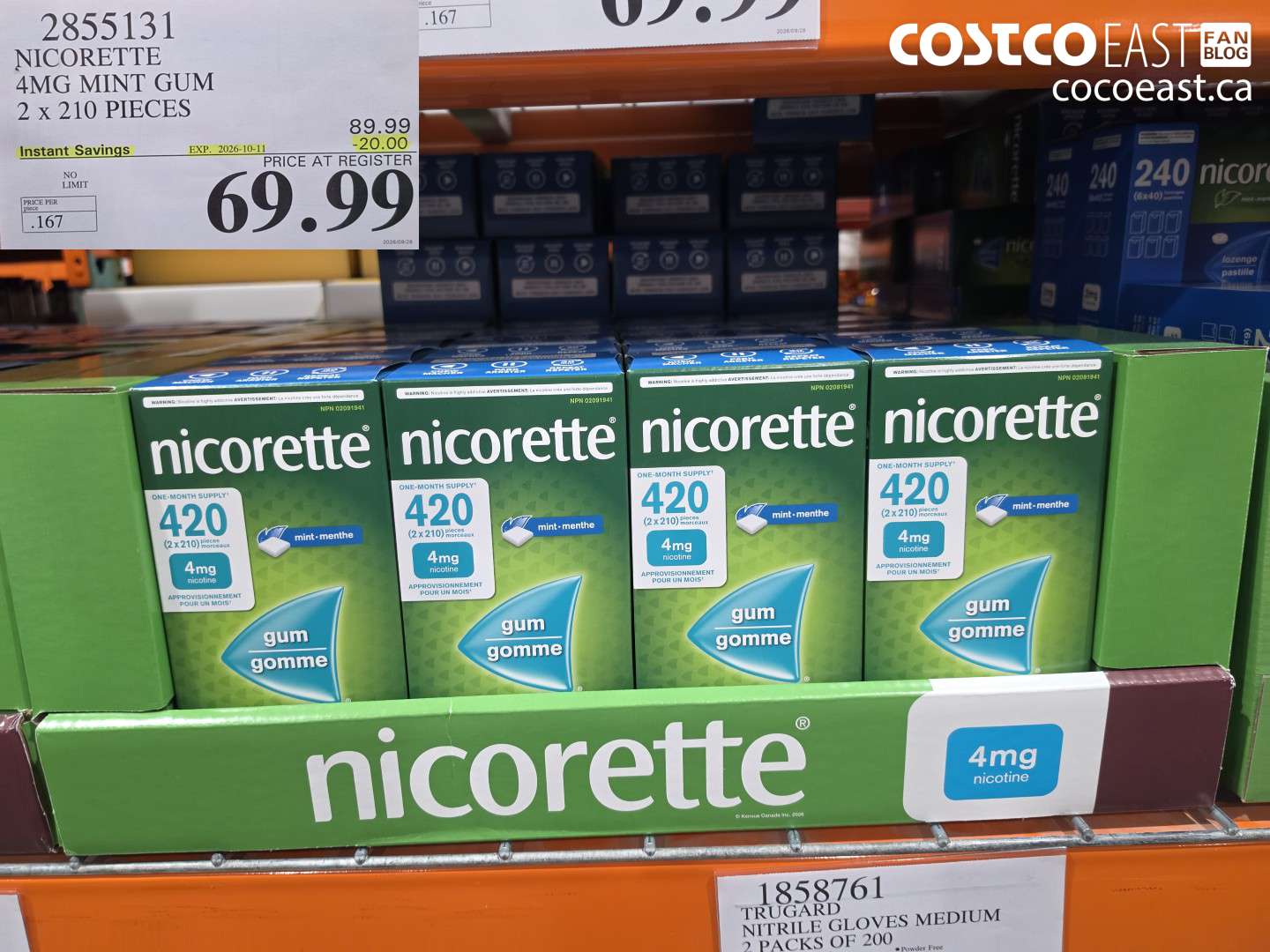 2855131 NICORETTE 4MG MINT GUM 2 X 210 PIECES ($20.00 INSTANT SAVINGS EXPIRES ON 2026-10-11) $69.99
