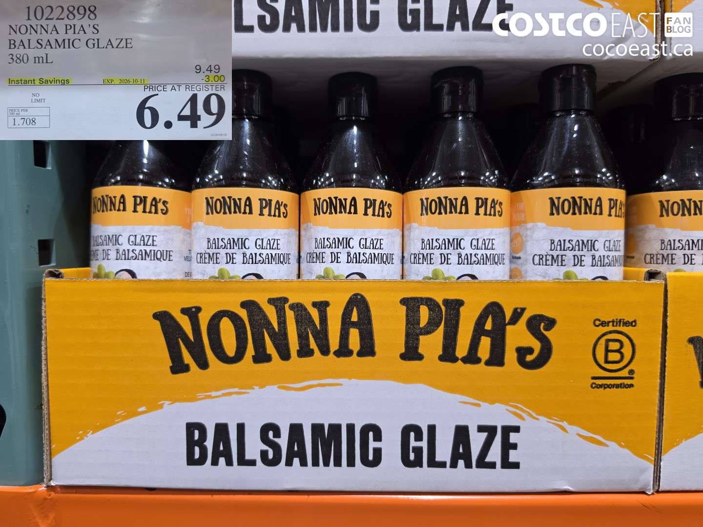 1022898 NONNA PIA'S BALSAMIC GLAZE 380 ML ($3.00 INSTANT SAVINGS EXPIRES ON 2026-10-11) $6.49