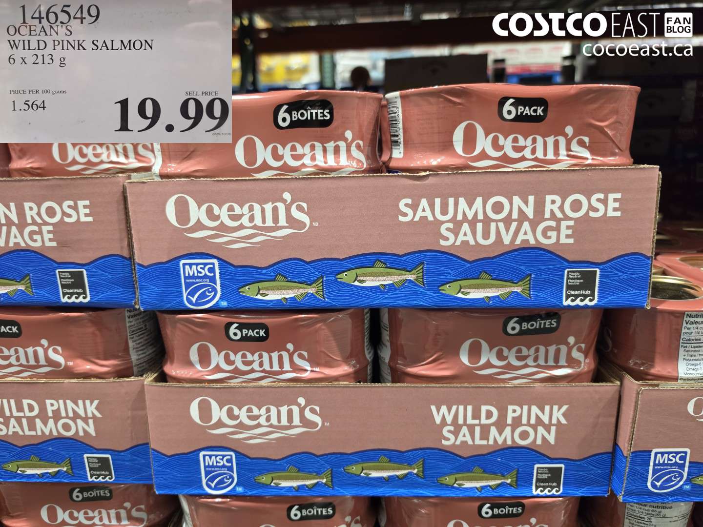 146549 OCEAN'S WILD PINK SALMON 6 X 213 G $19.99