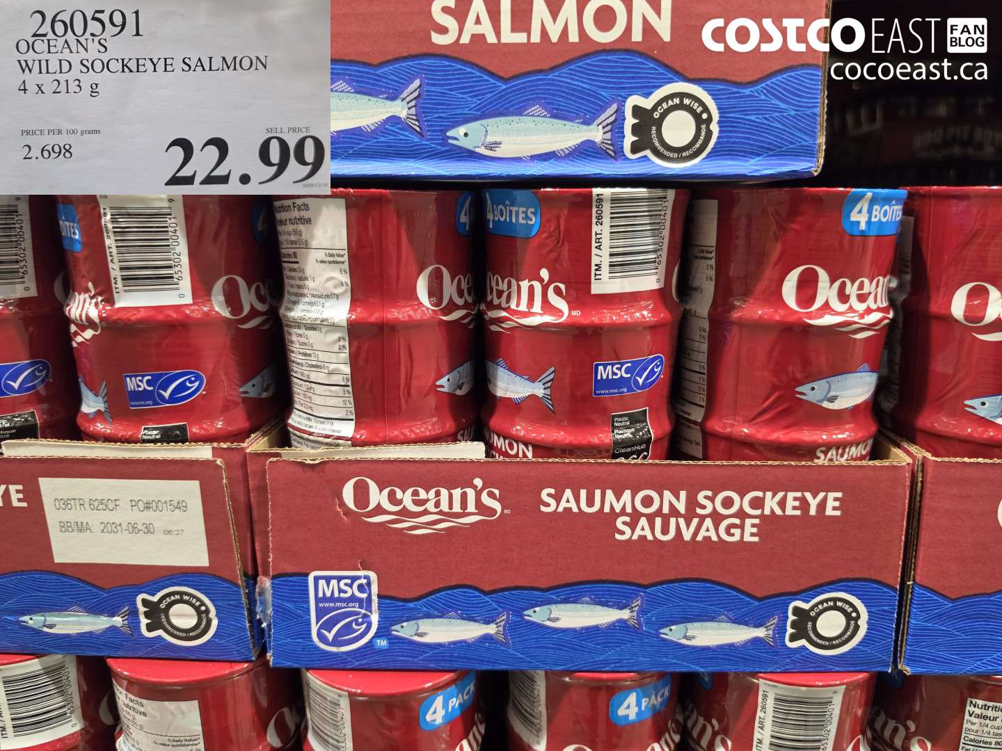 260591 OCEAN'S WILD SOCKEYE SALMON 4 X 213 G $22.99
