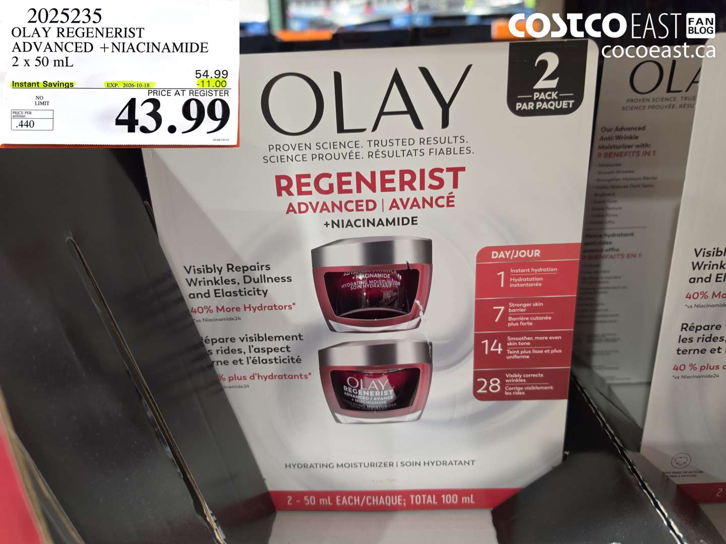 2025235 OLAY REGENERIST ADVANCED + NIACINAMIDE 2 X 50 ML ($11.00 INSTANT SAVINGS EXPIRES ON 2026-10-18) $43.99