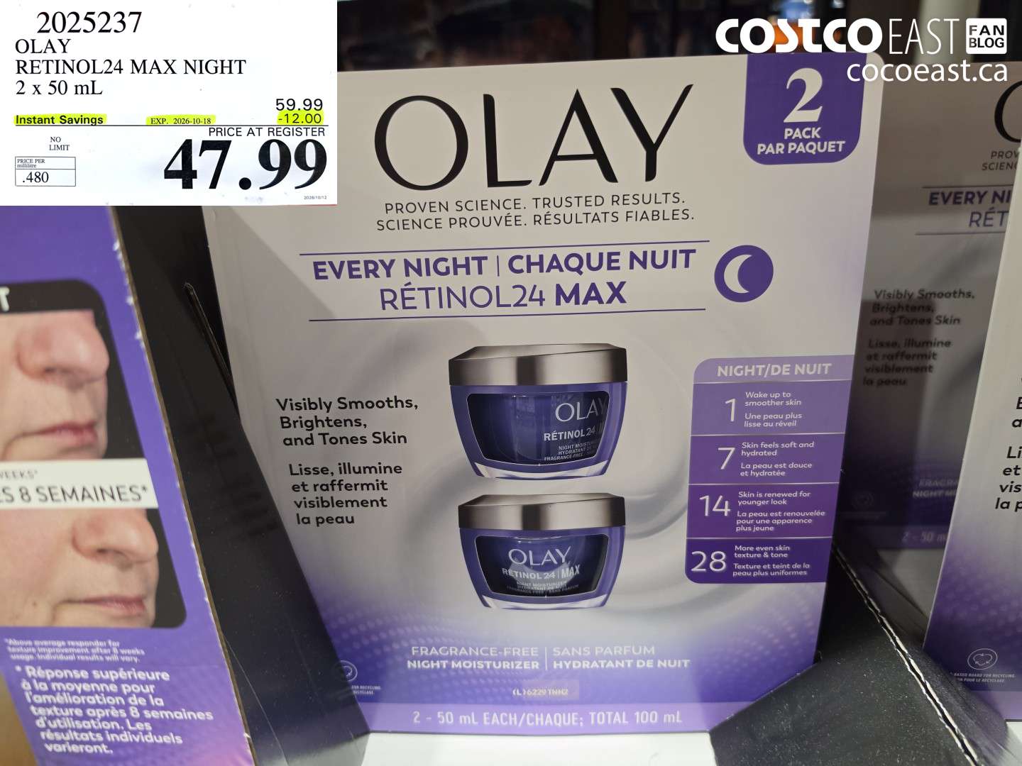 2025237 OLAY RETINOL24 MAX NIGHT 2 X 50 ML ($12.00 INSTANT SAVINGS EXPIRES ON 2026-10-18) $47.99