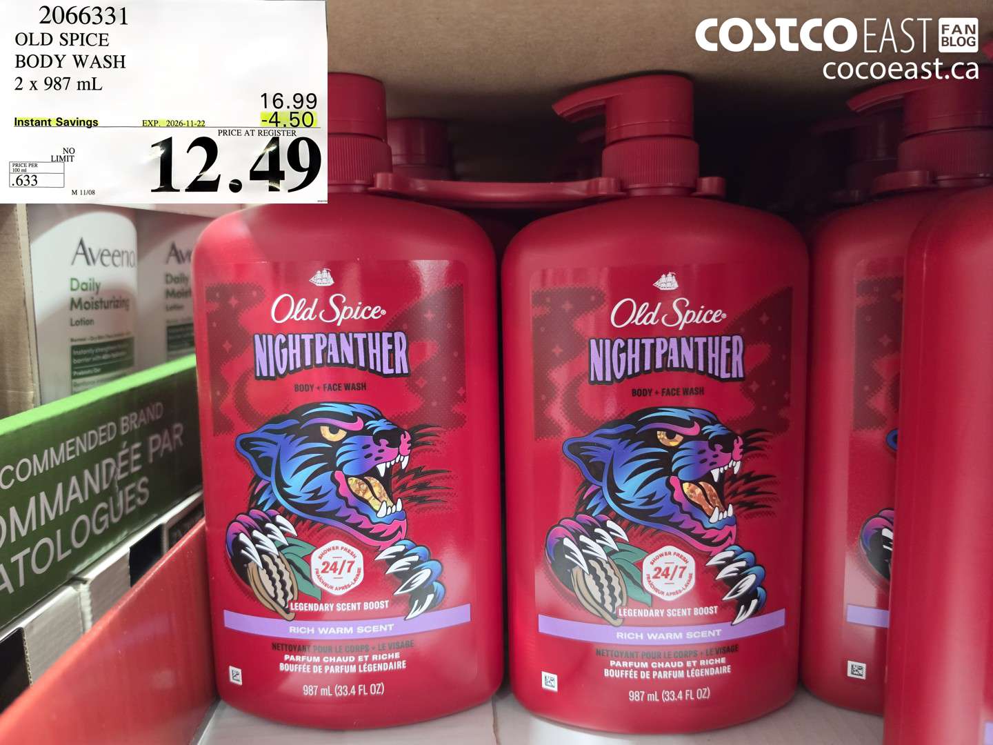 2066331 OLD SPICE BODY WASH 2 X 987 ML ($4.50 INSTANT SAVINGS EXPIRES ON 2026-11-22) $12.49