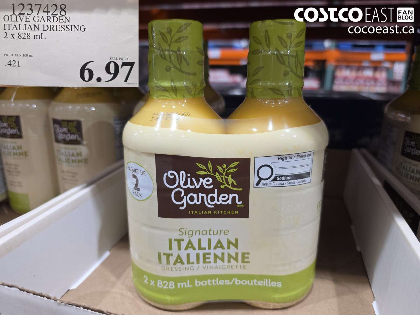 1237428 OLIVE GARDEN ITALIAN DRESSING 2 X 828 ML $6.97