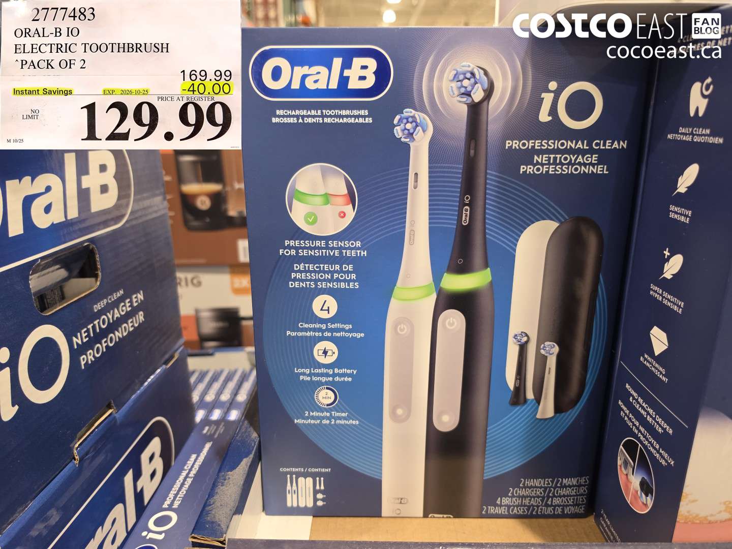 2777483 ORAL-B IO ELECTRIC TOOTHBRUSH PACK OF 2 ($40.00 INSTANT SAVINGS EXPIRES ON 2026-10-25) $129.99