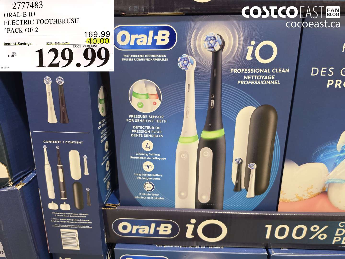 2777483 ORAL-B IO ELECTRIC TOOTHBRUSH PACK OF 2 ($40.00 INSTANT SAVINGS EXPIRES ON 2026-10-25) $129.99