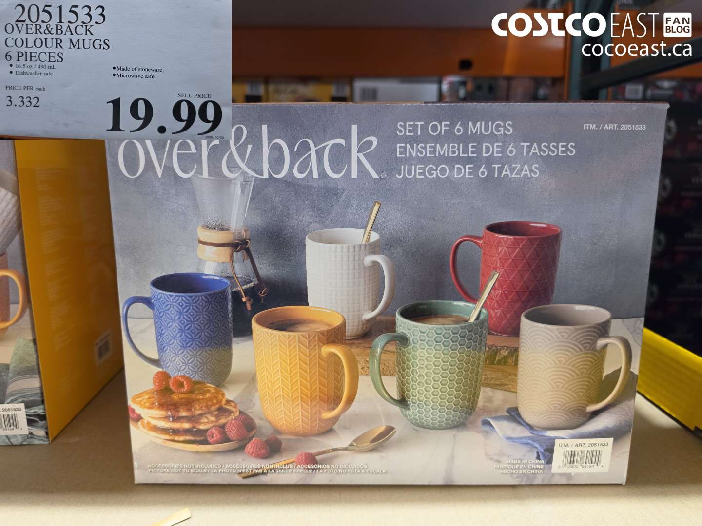 2051533 OVER&BACK COLOUR MUGS 6 PIECES $19.99