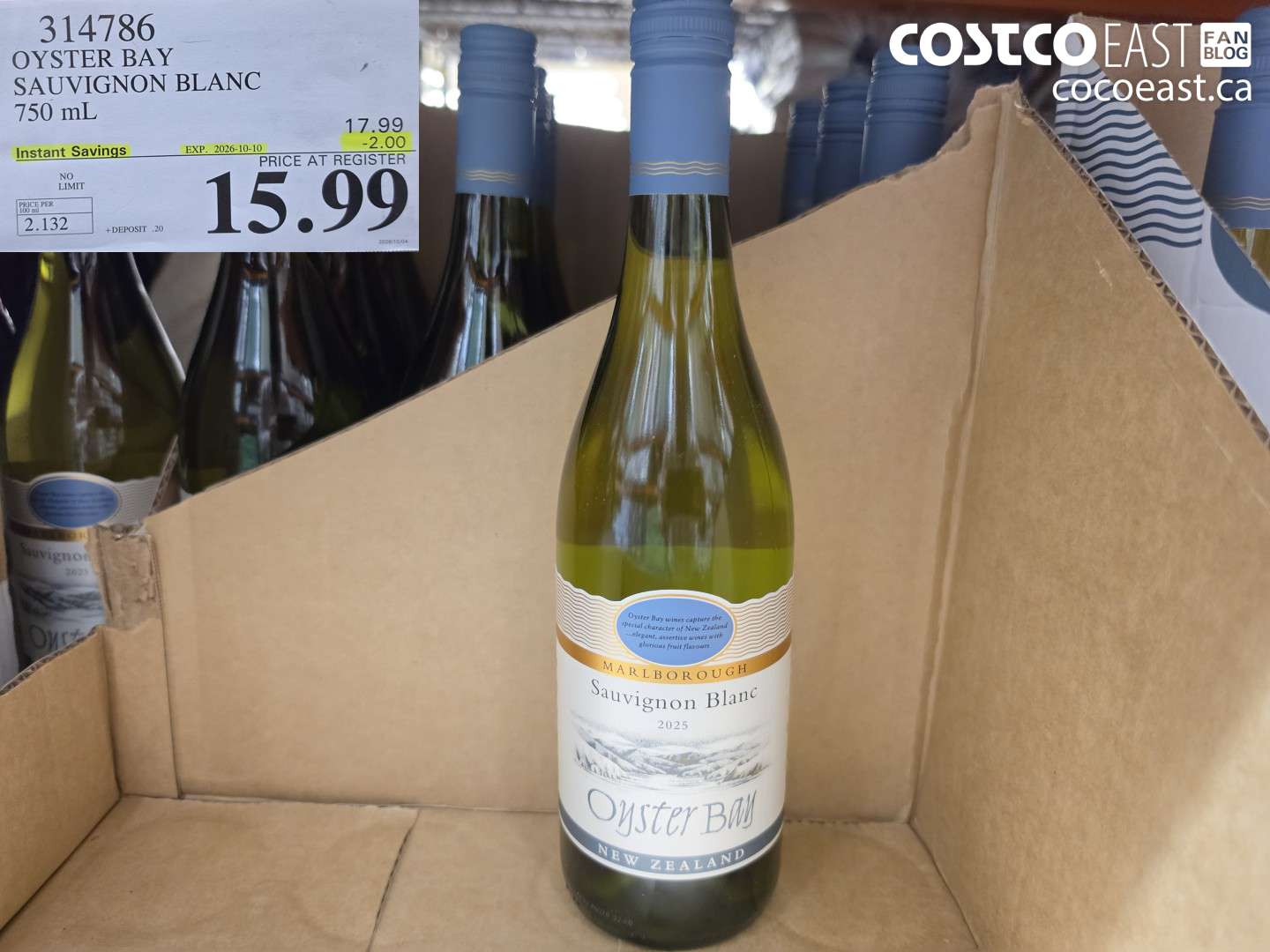 314786 OYSTER BAY SAUVIGNON BLANC 750 ML ($2.00 INSTANT SAVINGS EXPIRES ON 2026-10-10) $15.99