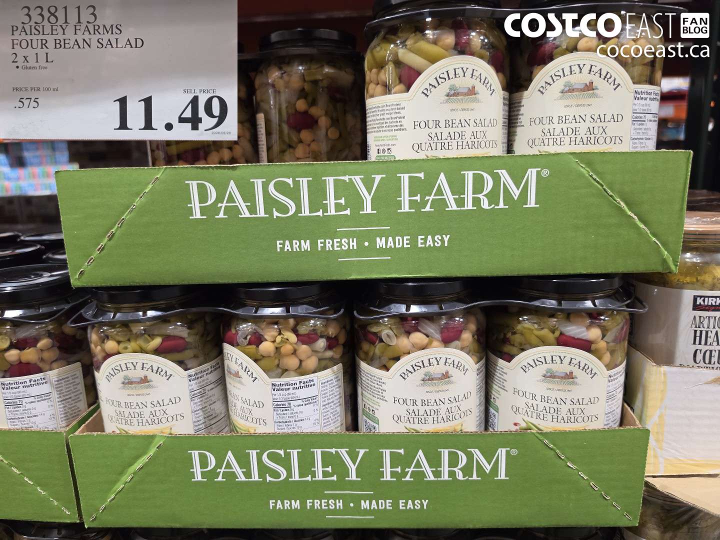 338113 PAISLEY FARMS FOUR BEAN SALAD 2 X 1 L $11.49