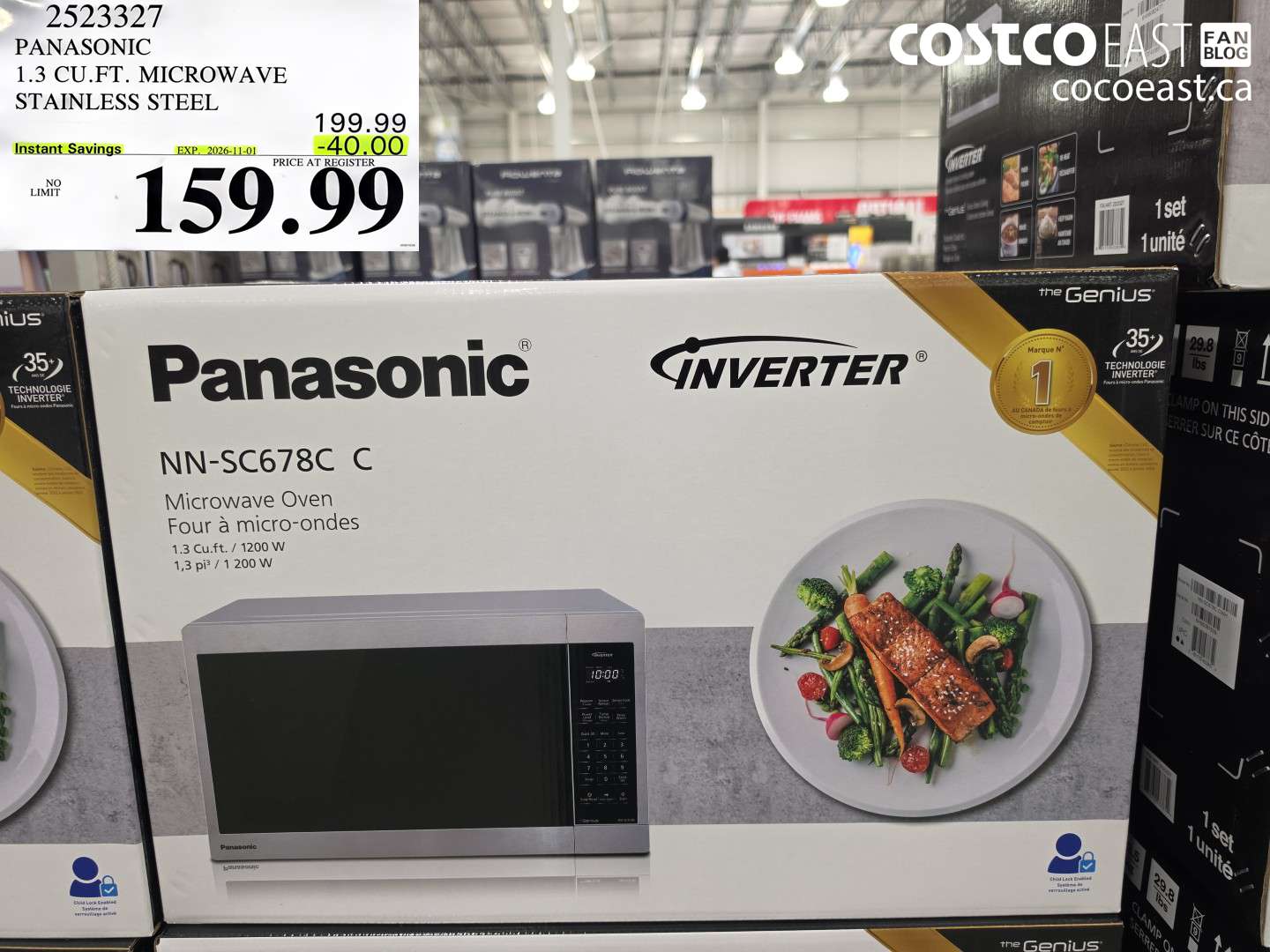 2523327 PANASONIC 1.3 CU.FT. MICROWAVE STAINLESS STEEL ($40.00 INSTANT SAVINGS EXPIRES ON 2026-11-01) $159.99