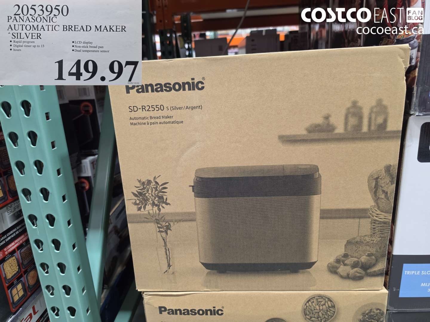 2053950 PANASONIC AUTOMATIC BREAD MAKER SILVER $149.97