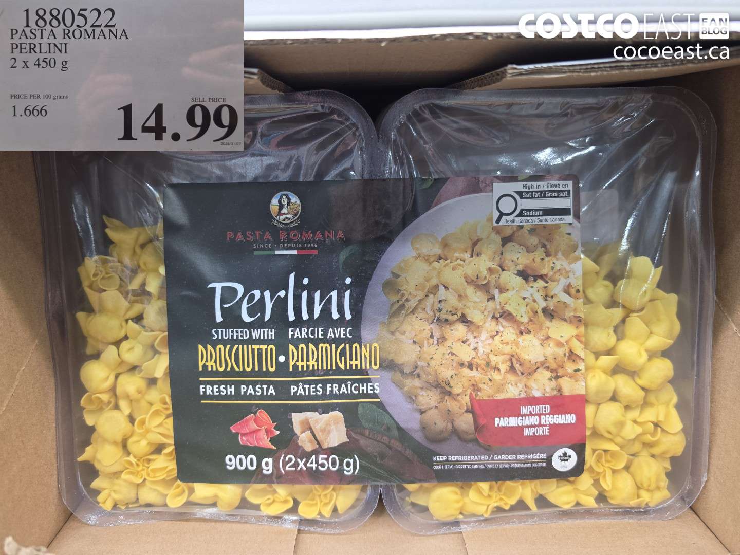 1880522 PASTA ROMANA PERLINI 2 X 450 G $14.99