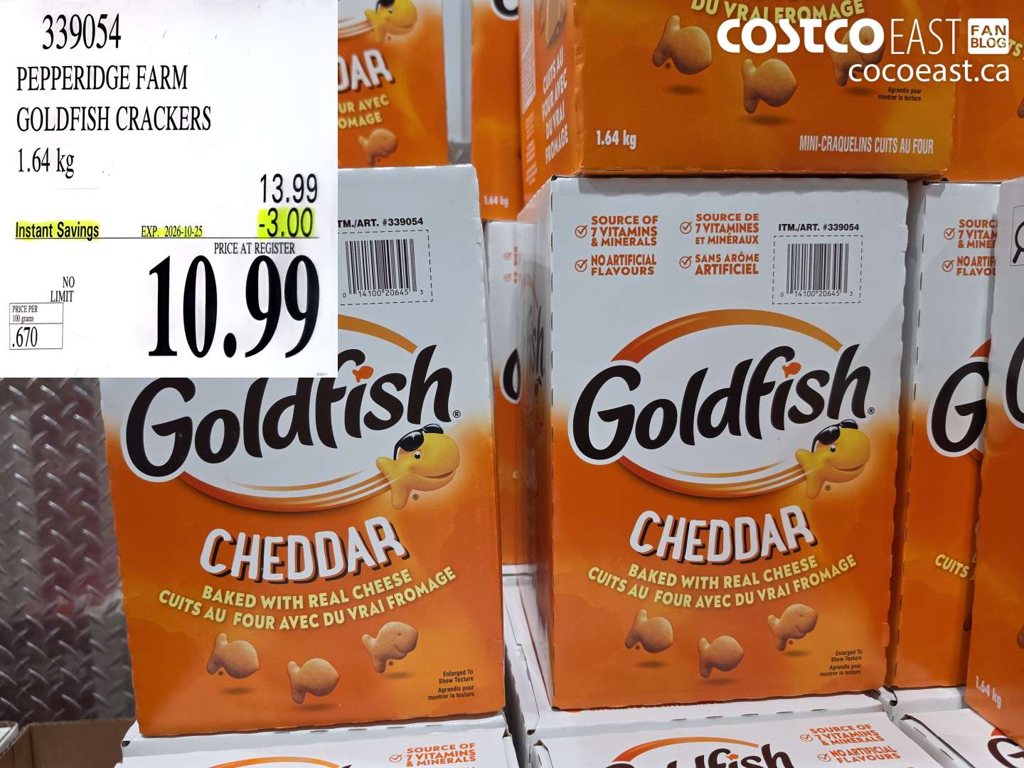 339054 PEPPERIDGE FARM GOLDFISH CRACKERS 1.64 KG ($3.00 INSTANT SAVINGS EXPIRES ON 2026-10-25) $10.99