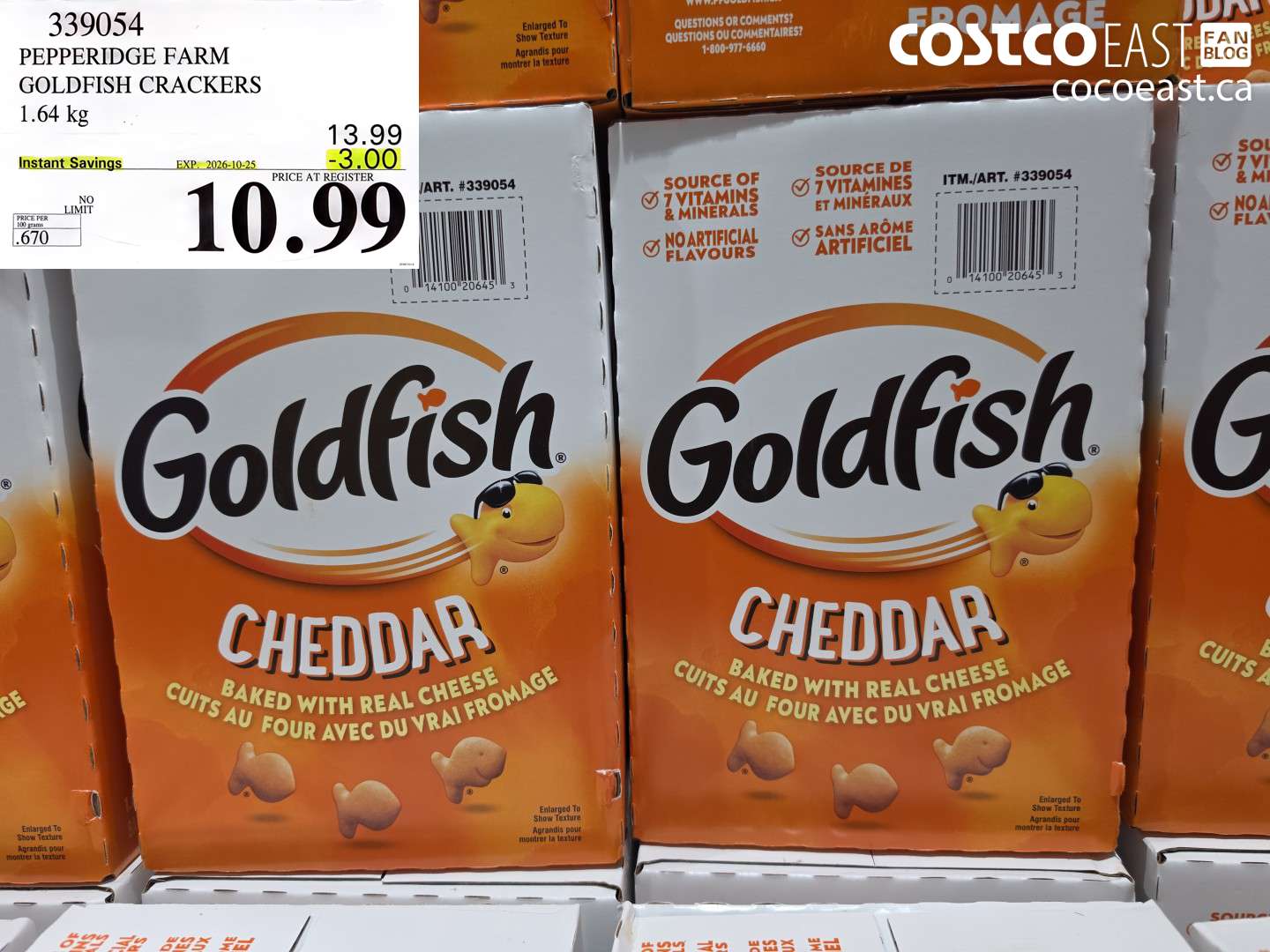 339054 PEPPERIDGE FARM GOLDFISH CRACKERS 1.64 KG ($3.00 INSTANT SAVINGS EXPIRES ON 2026-10-25) $10.99