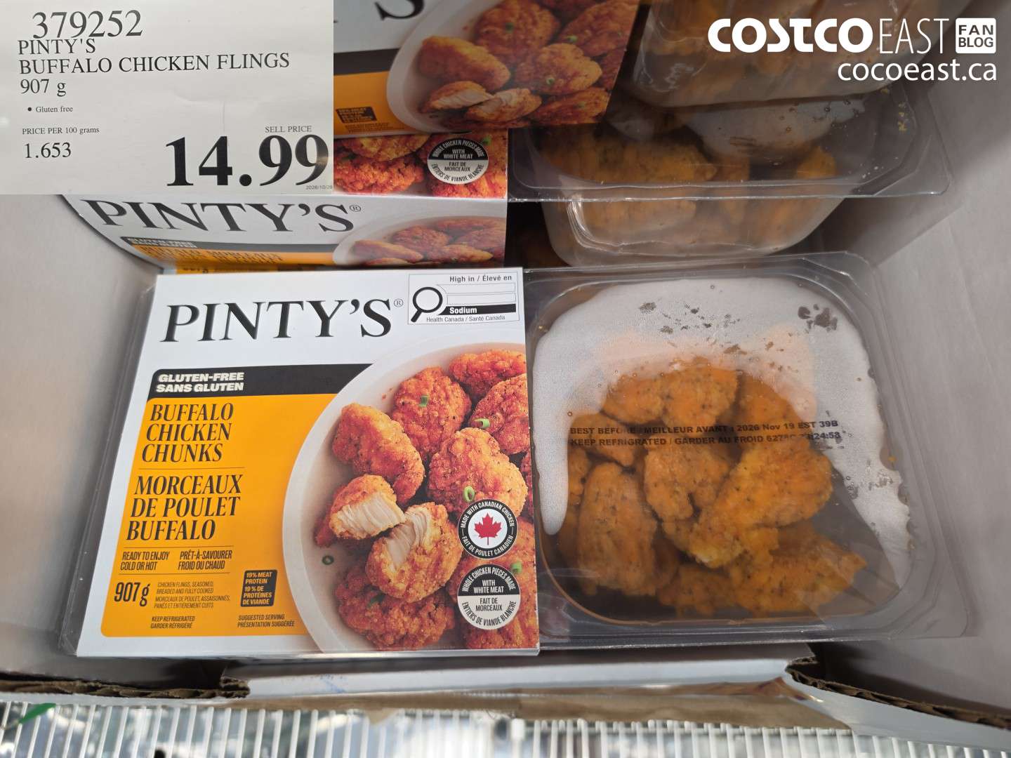 379252 PINTY'S BUFFALO CHICKEN FLINGS 907 G $14.99