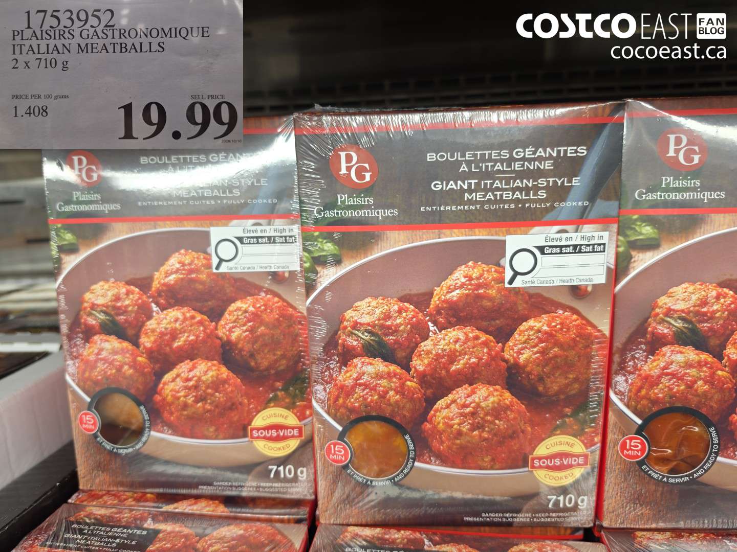 1753952 PLAISIRS GASTRONOMIQUE ITALIAN MEATBALLS 2 X 710 G $19.99