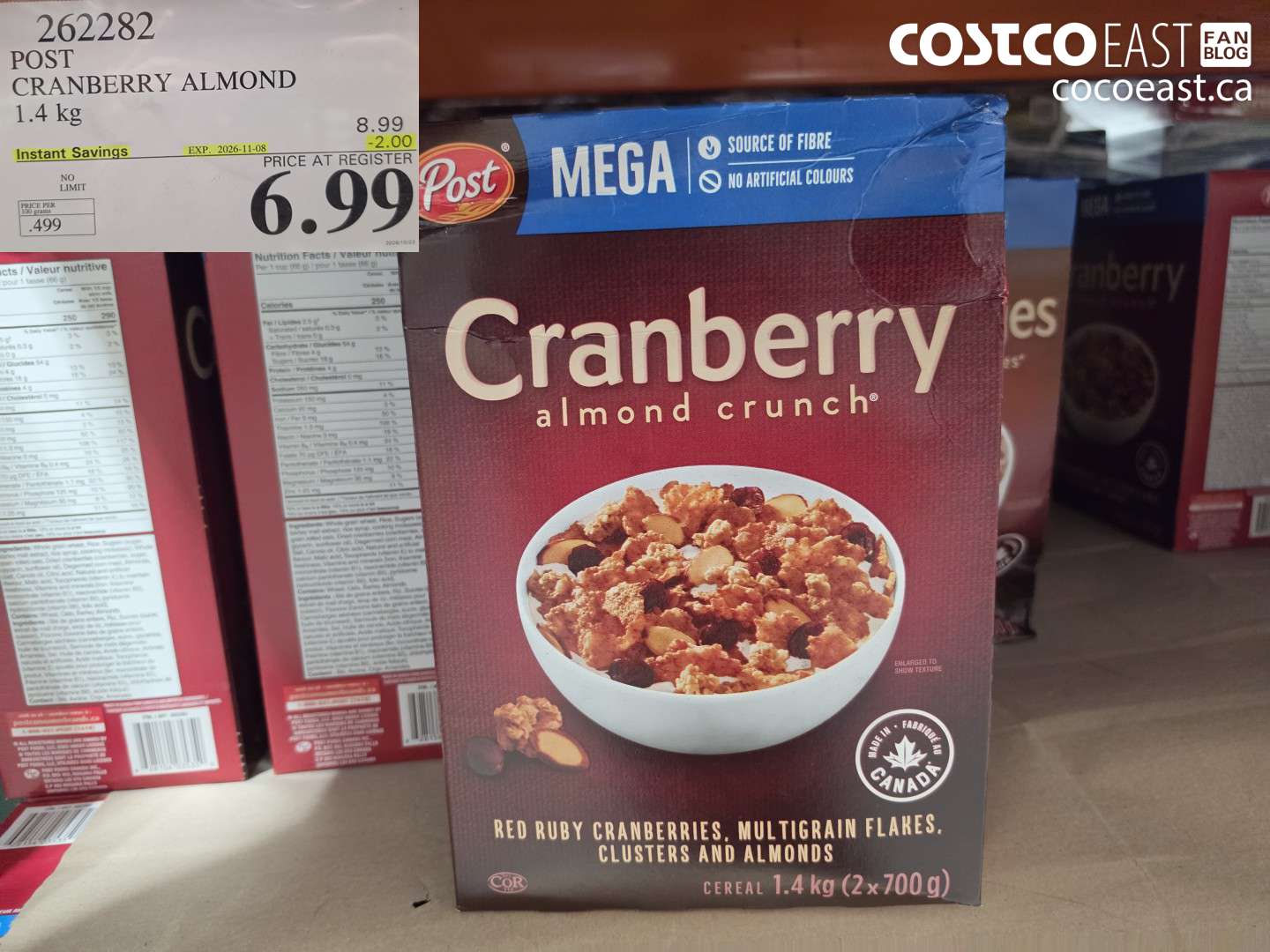 262282 POST CRANBERRY ALMOND 1.4 KG ($2.00 INSTANT SAVINGS EXPIRES ON 2026-11-08) $6.99