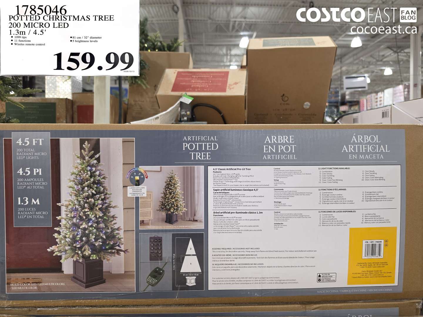 1785046 POTTED CHRISTMAS TREE 200 MICRO LED 1.3M / 4.5' $159.99