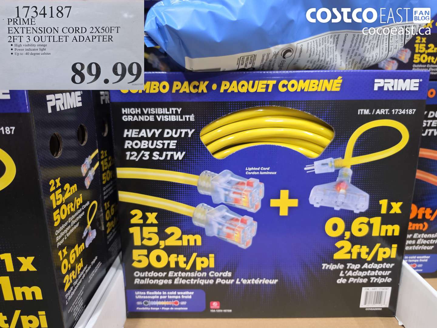 1734187 PRIME EXTENSION CORD 2X50FT 2FT 3 OUTLET ADAPTER $89.99