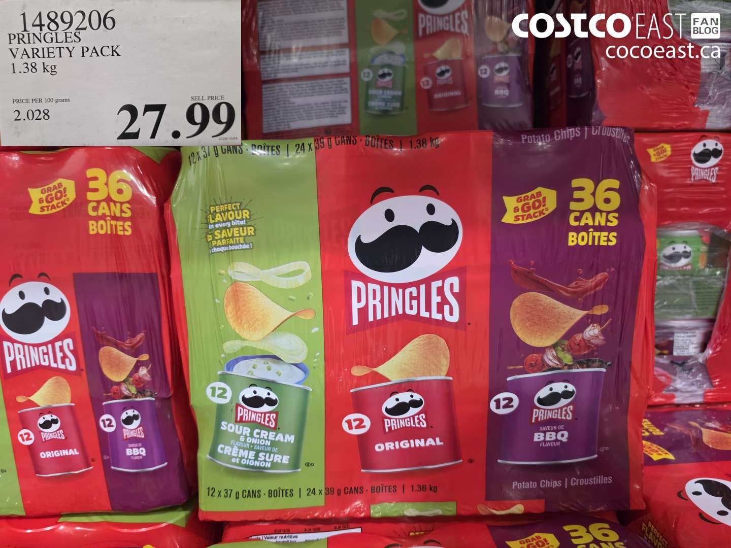 1489206 PRINGLES VARIETY PACK 1.38 KG $27.99
