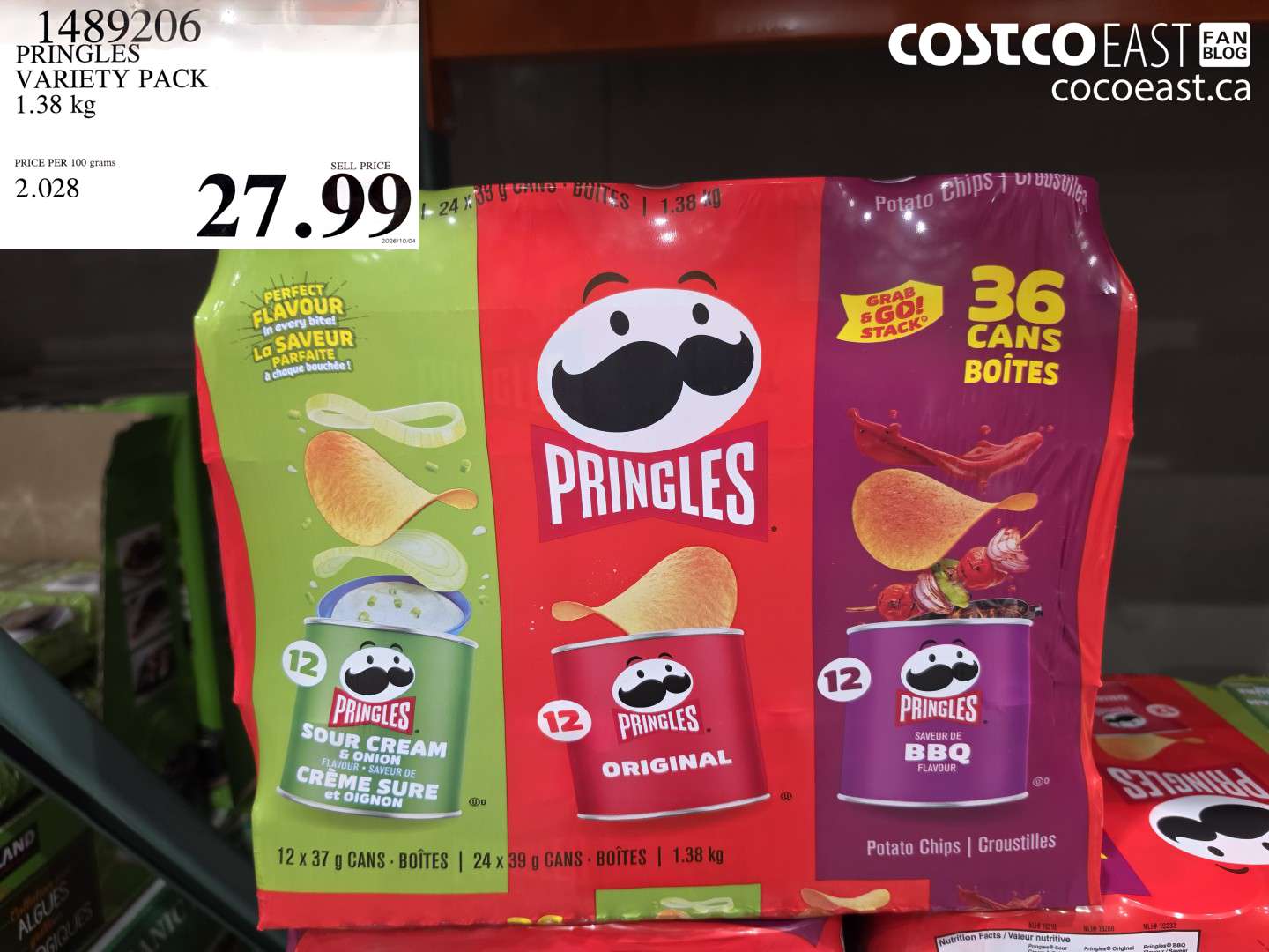 1489206 PRINGLES VARIETY PACK 1.38 KG $27.99