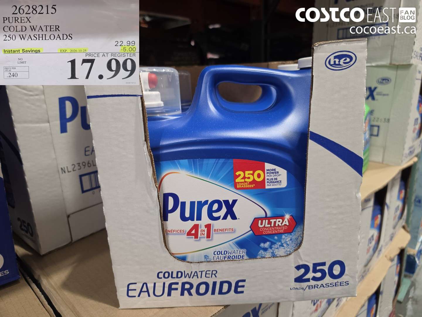 2628215 PUREX COLD WATER 250 WASHLOADS ($5.00 INSTANT SAVINGS EXPIRES ON 2026-10-25) $17.99