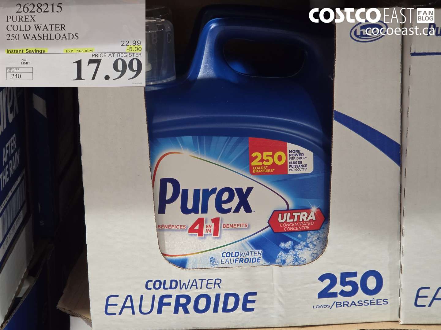 2628215 PUREX COLD WATER 250 WASHLOADS ($5.00 INSTANT SAVINGS EXPIRES ON 2026-10-25) $17.99