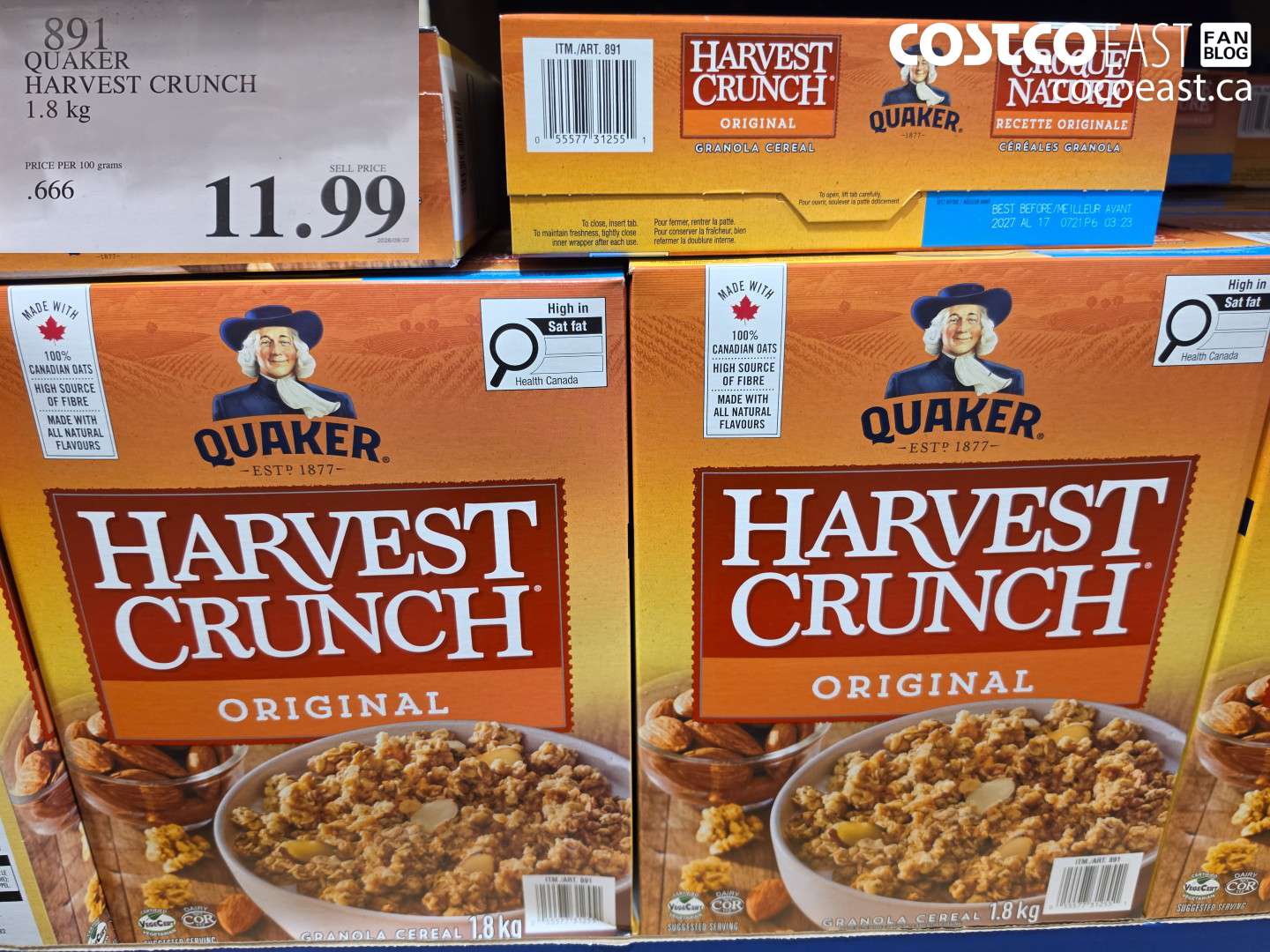891 QUAKER HARVEST CRUNCH 1.8 KG $11.99