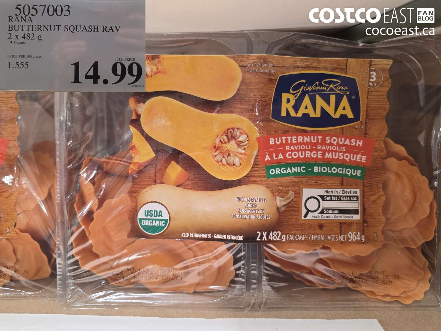 5057003 RANA BUTTERNUT SQUASH RAV 2 X 482 G $14.99