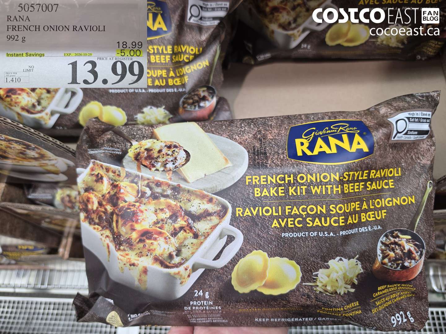 5057007 RANA FRENCH ONION RAVIOLI 992 G ($5.00 INSTANT SAVINGS EXPIRES ON 2026-10-25) $13.99
