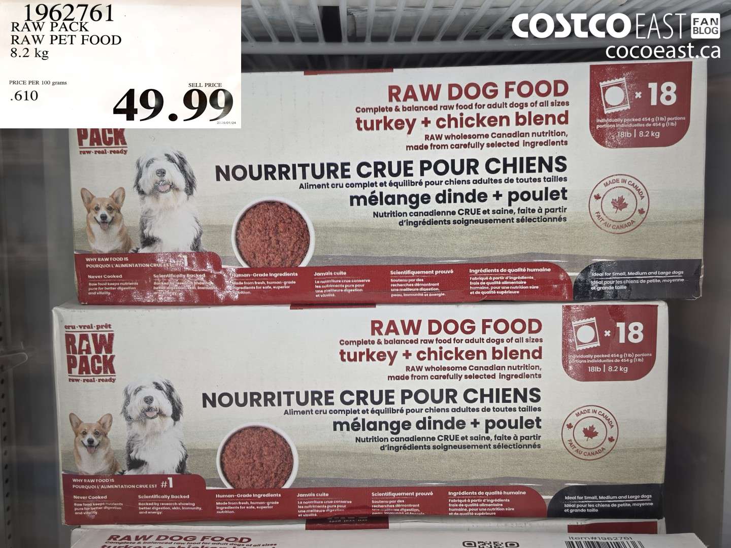 1962761 RAW PACK RAW PET FOOD 8.2 KG $49.99