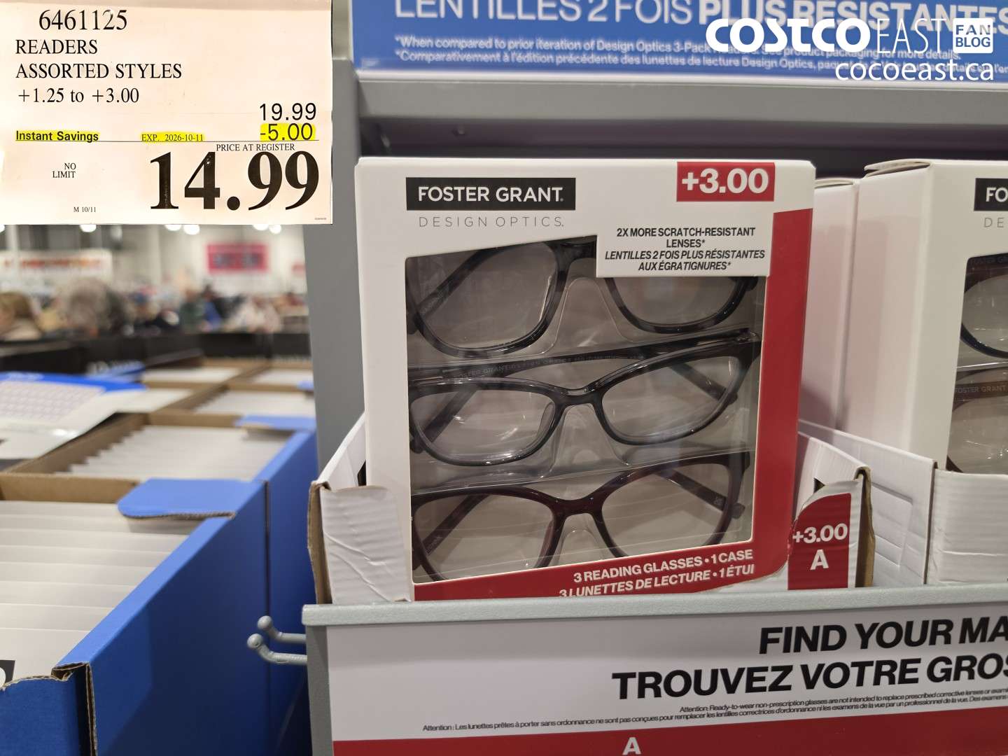 6461125 READERS ASSORTED STYLES ($5.00 INSTANT SAVINGS EXPIRES ON 2026-10-11) $14.99