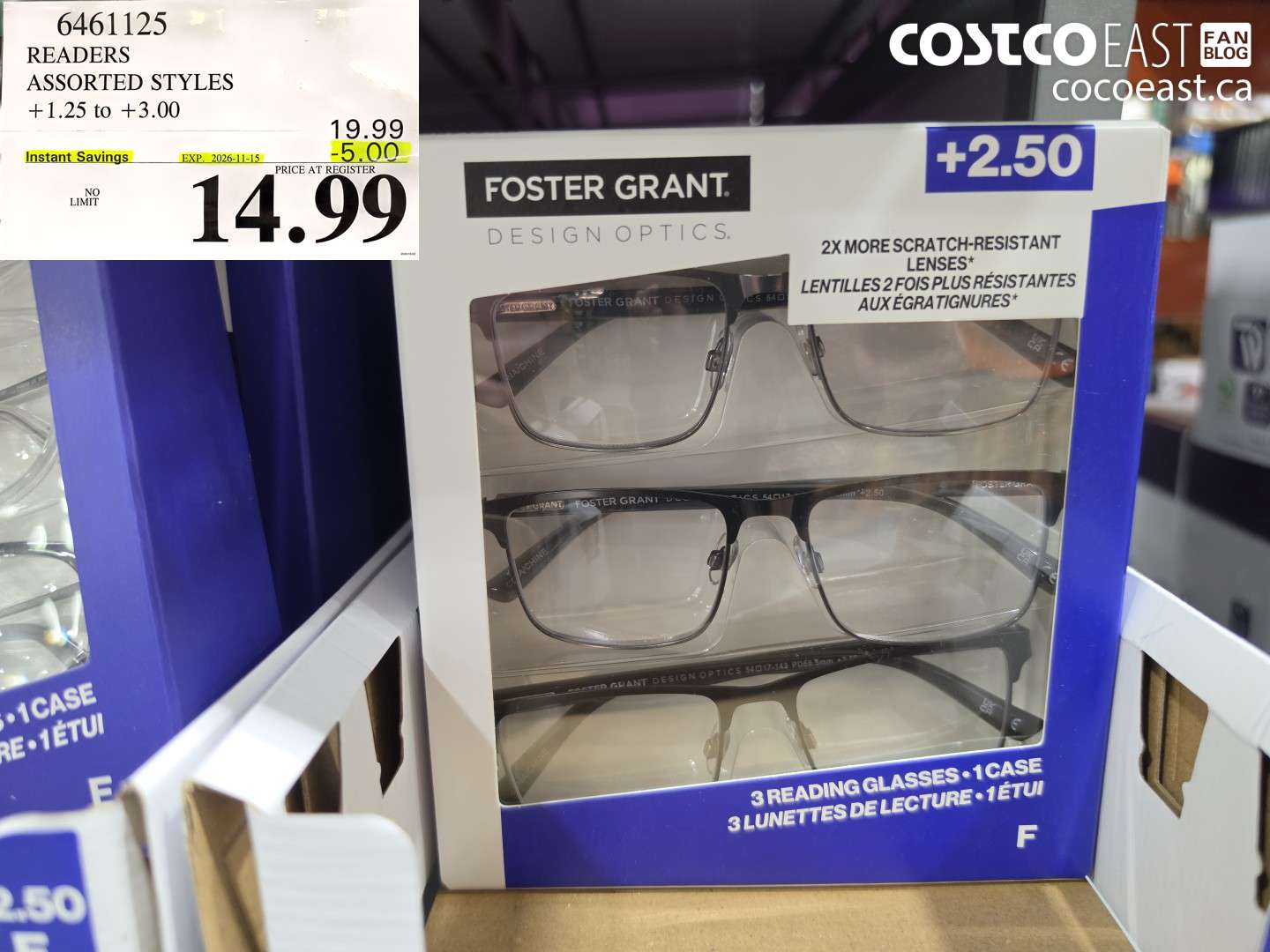 6461125 READERS ASSORTED STYLES ($5.00 INSTANT SAVINGS EXPIRES ON 2026-11-15) $14.99