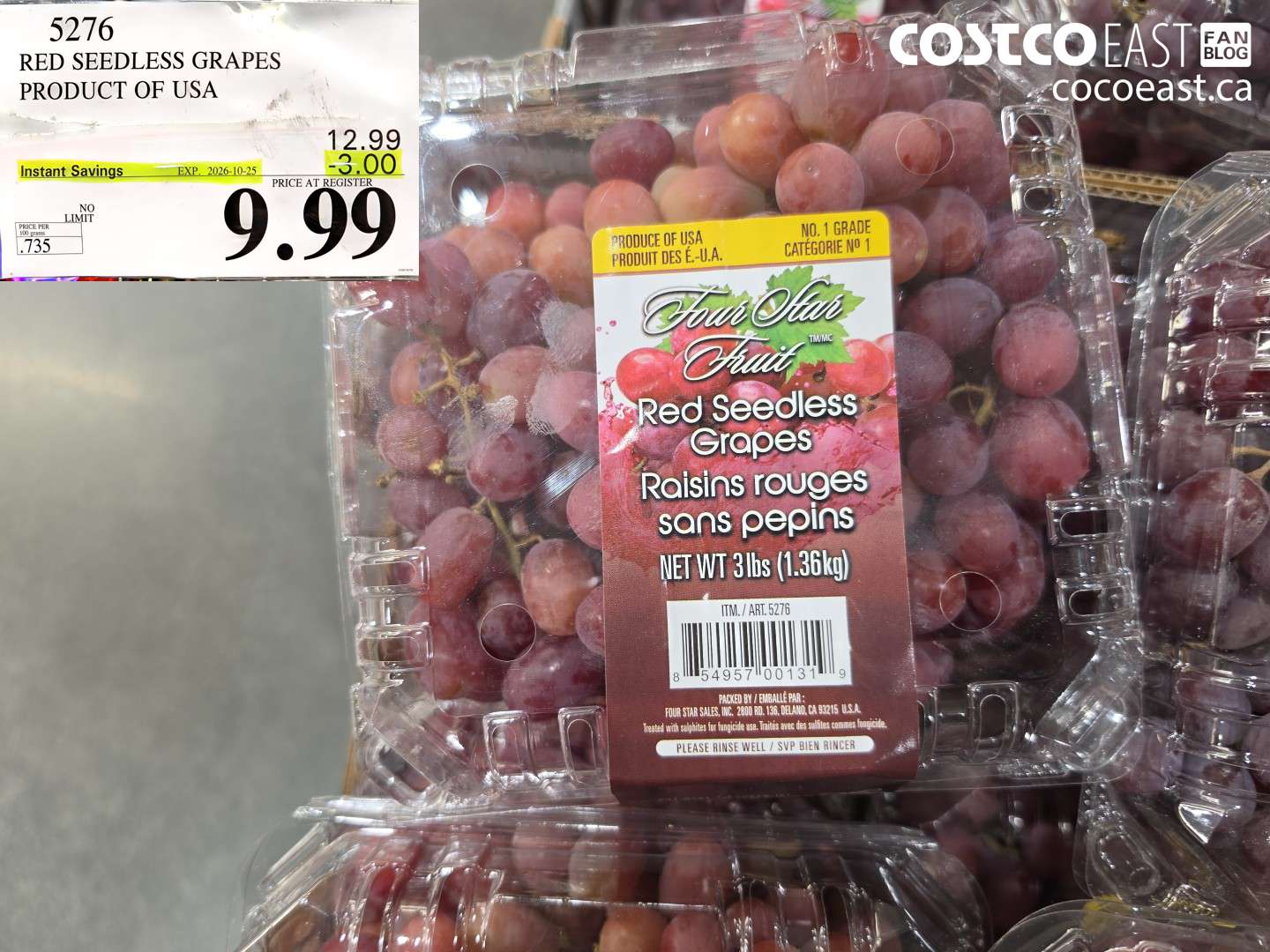 5276 RED SEEDLESS GRAPES PRODUCT OF USA ($3.00 INSTANT SAVINGS EXPIRES ON 2026-10-25) $9.99