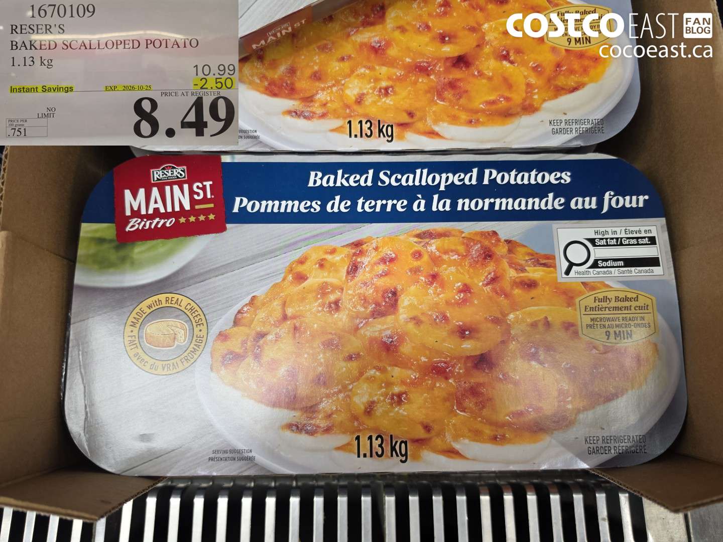 1670109 RESER'S BAKED SCALLOPED POTATO 1.13 KG ($2.50 INSTANT SAVINGS EXPIRES ON 2026-10-25) $8.49