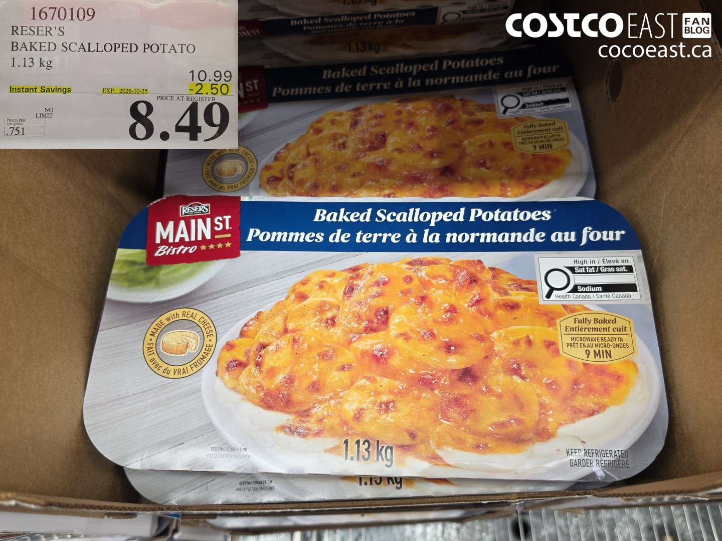 1670109 RESER'S BAKED SCALLOPED POTATO 1.13 KG ($2.50 INSTANT SAVINGS EXPIRES ON 2026-10-25) $8.49