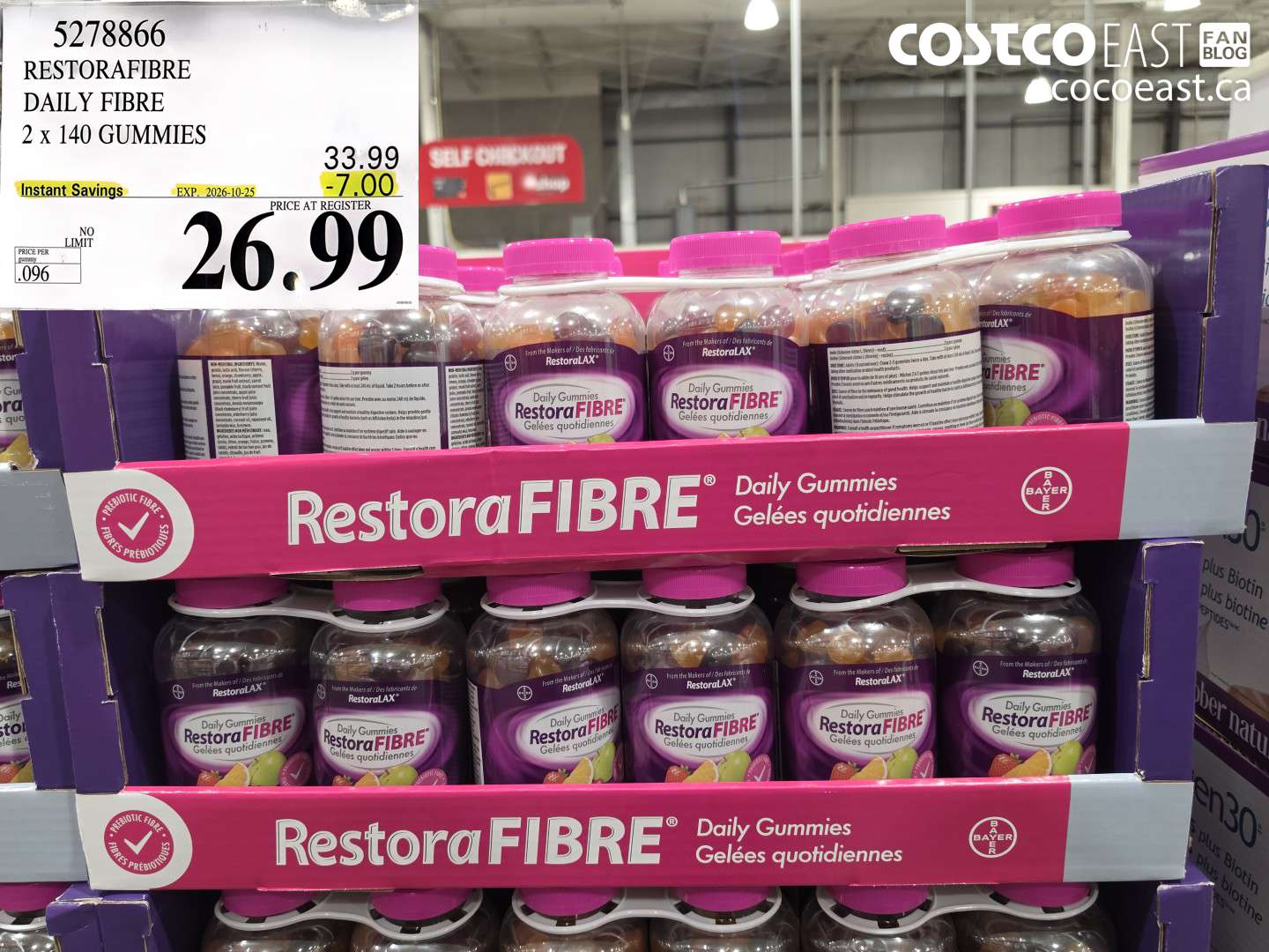 5278866 RESTORAFIBRE DAILY FIBRE 2 X 140 GUMMIES ($7.00 INSTANT SAVINGS EXPIRES ON 2026-10-25) $26.99